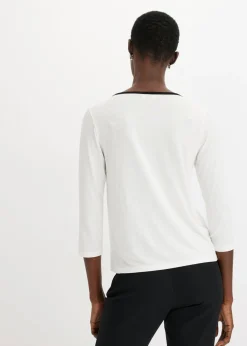 bonprix bonprix Camiseta con panel en contraste Blanco lana-negro