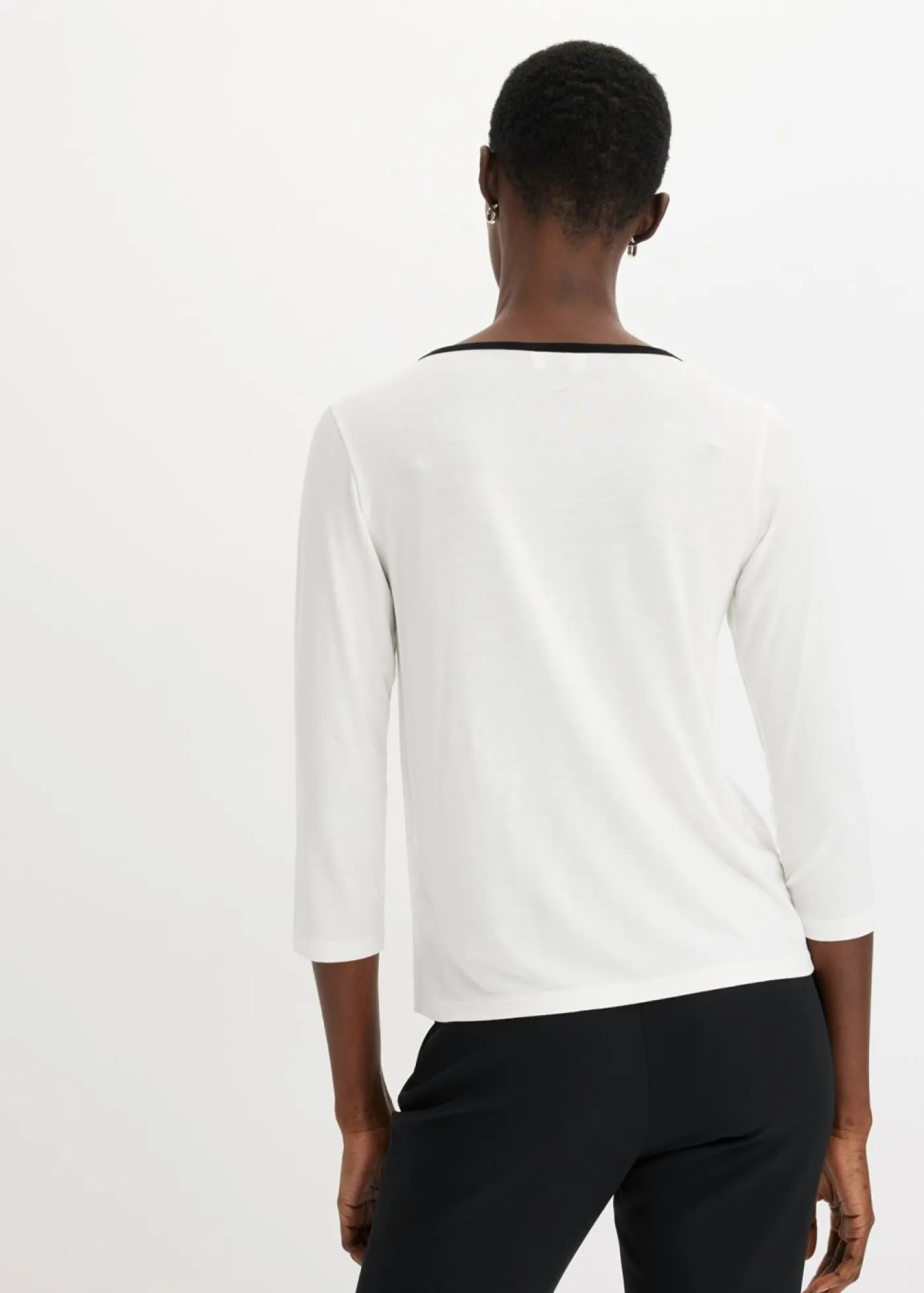 bonprix bonprix Camiseta con panel en contraste Blanco lana-negro