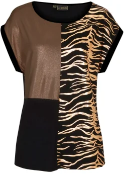 bonprix bonprix Camiseta con parches Negro-cobre metalizado Best