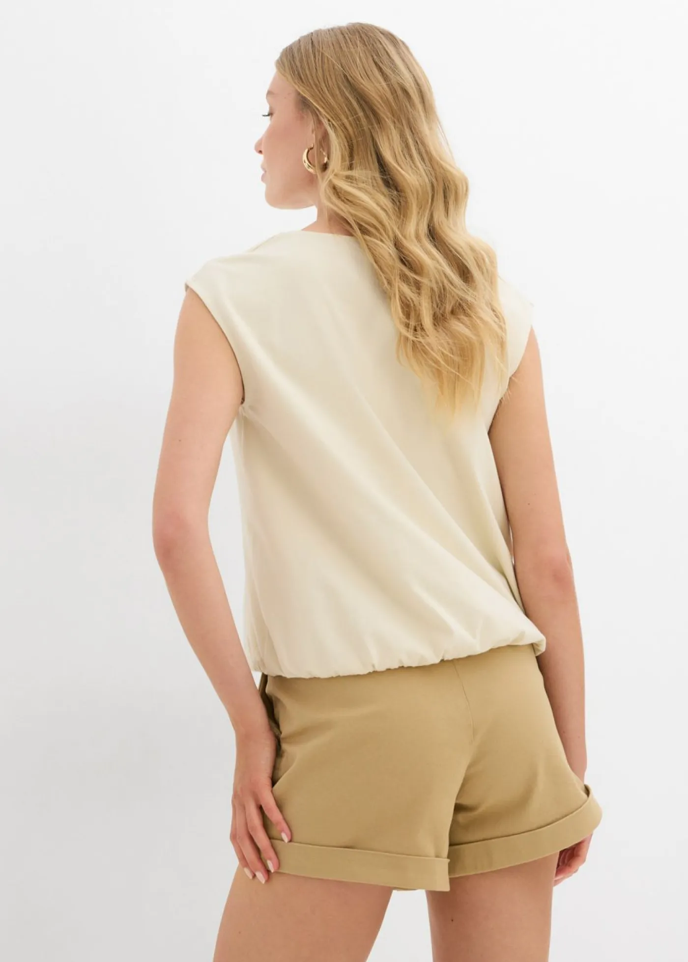 bonprix bonprix Camiseta con puños elásticos Crudo Online