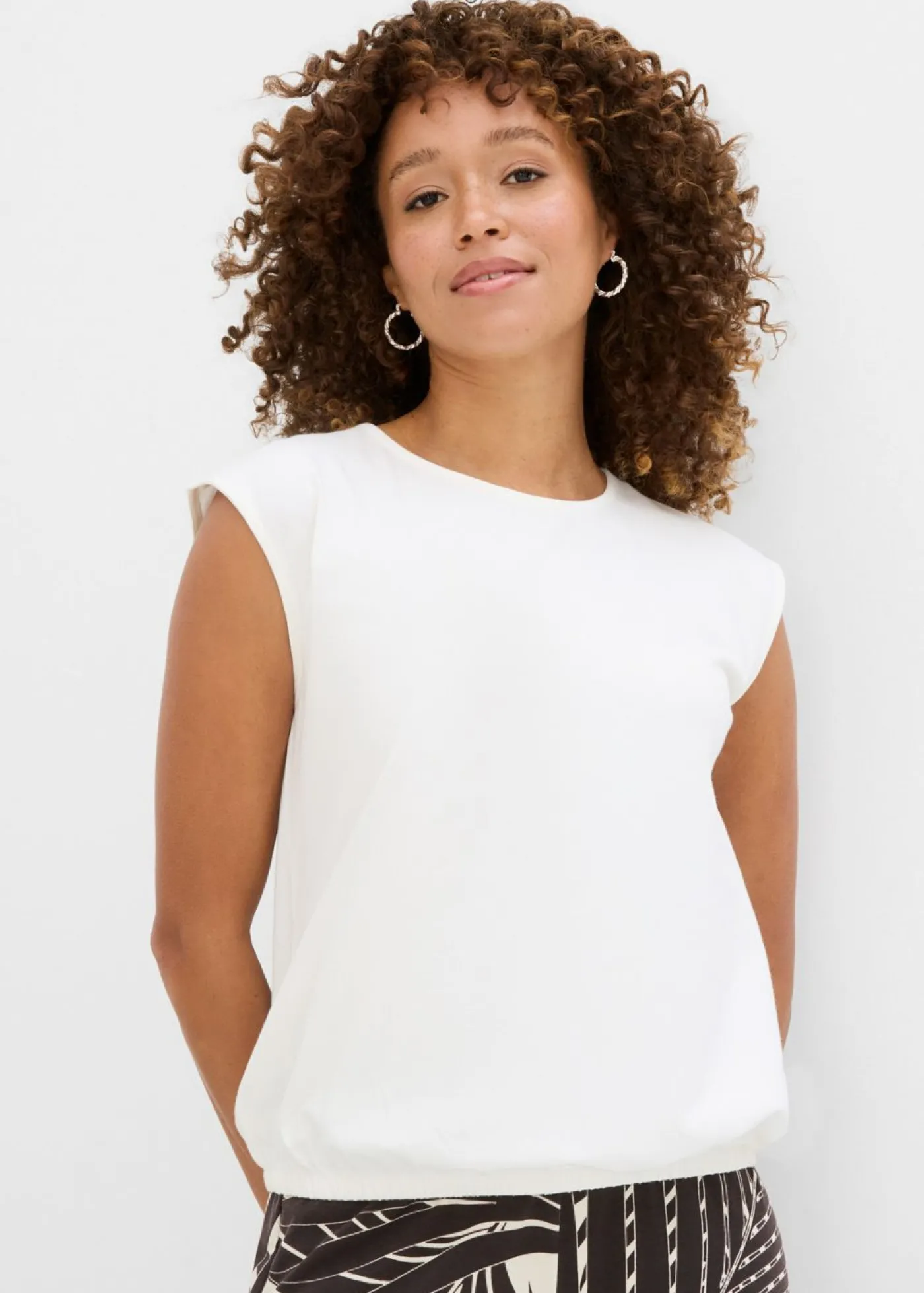 bonprix bonprix Camiseta con puños elásticos Blanco lana Best