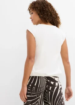bonprix bonprix Camiseta con puños elásticos Blanco lana Best
