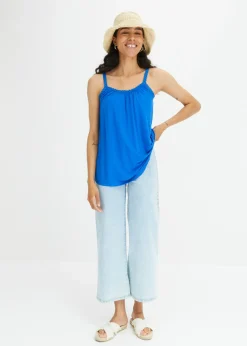 bonprix bonprix Camiseta con ribete de encaje Azul ártico Best