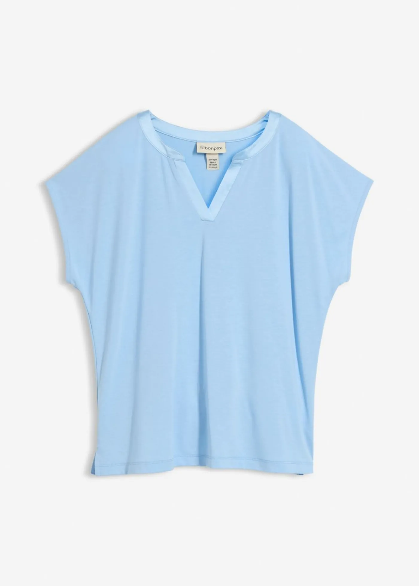 bonprix bonprix Camiseta con ribete de satén Azul claro New