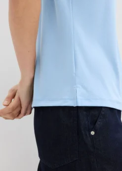 bonprix bonprix Camiseta con ribete de satén Azul claro New