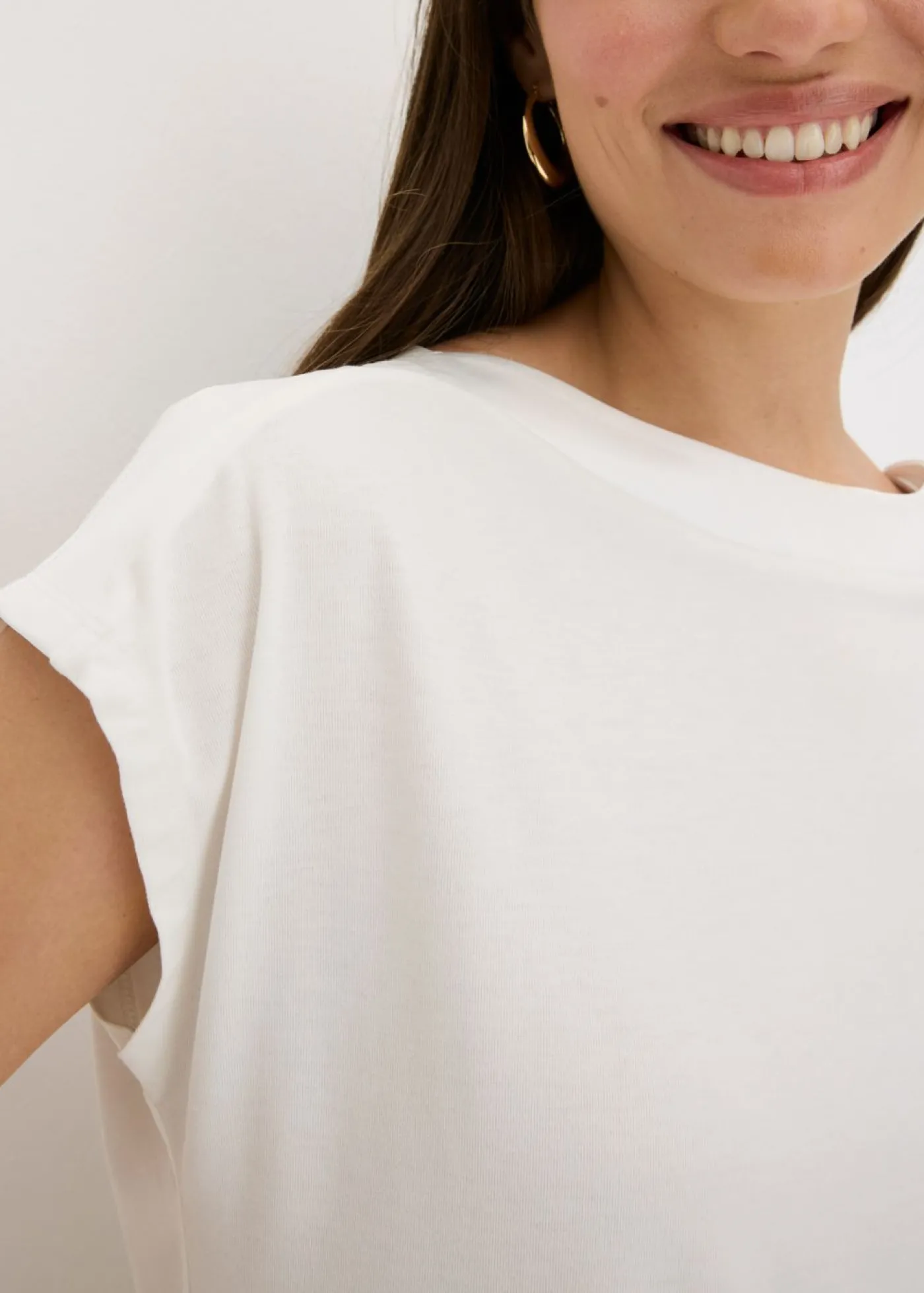 bonprix bonprix Camiseta con ribete de satén Blanco lana