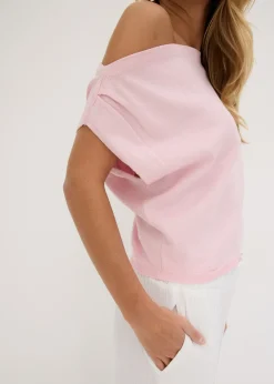 bonprix bonprix Camiseta con un hombro al descubierto rosa cristal Sale