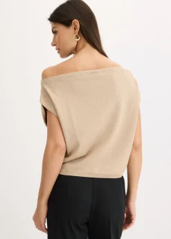 bonprix bonprix Camiseta con un hombro al descubierto Champán Outlet