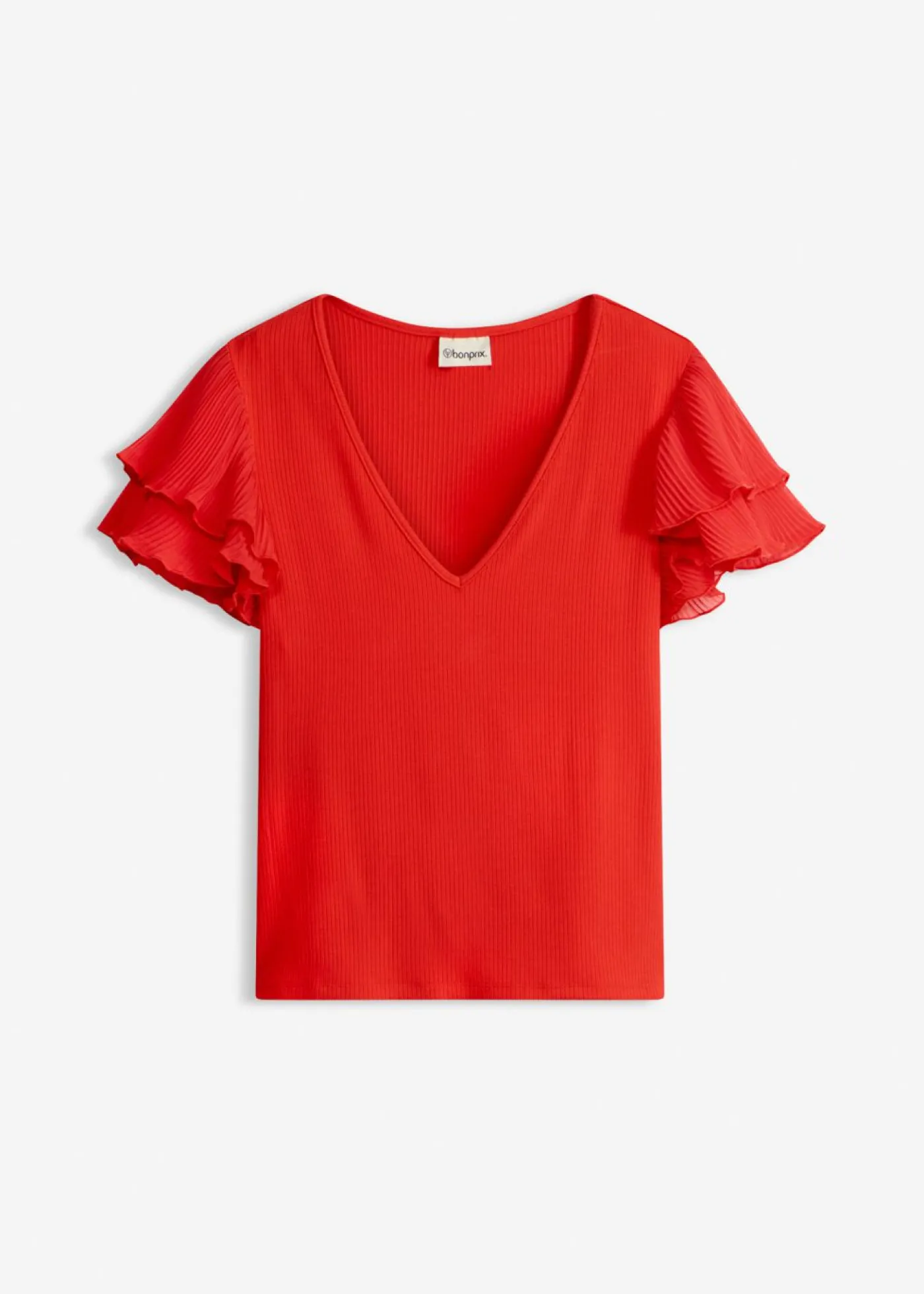 bonprix bonprix Camiseta con volantes fresa Sale
