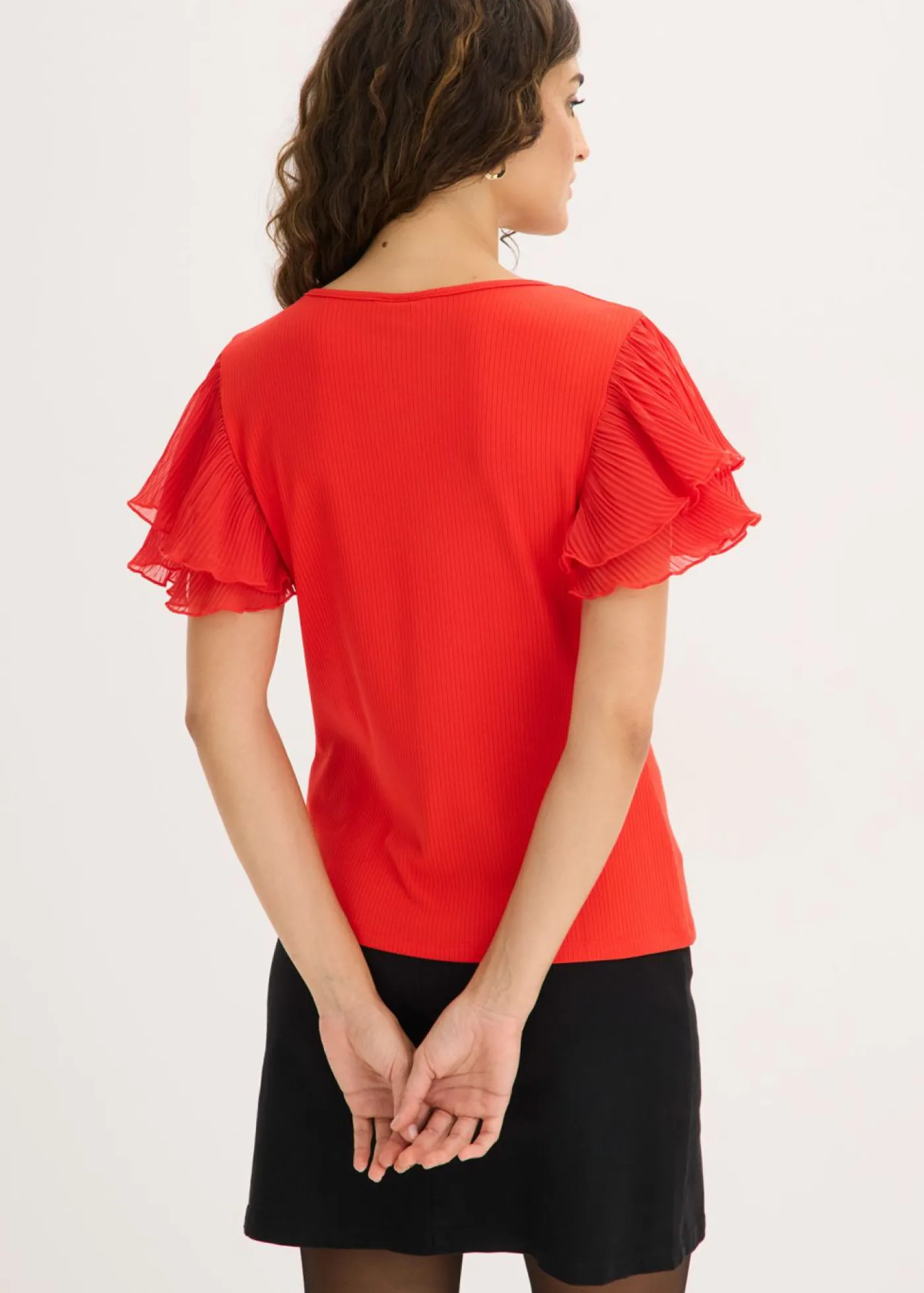 bonprix bonprix Camiseta con volantes fresa Sale