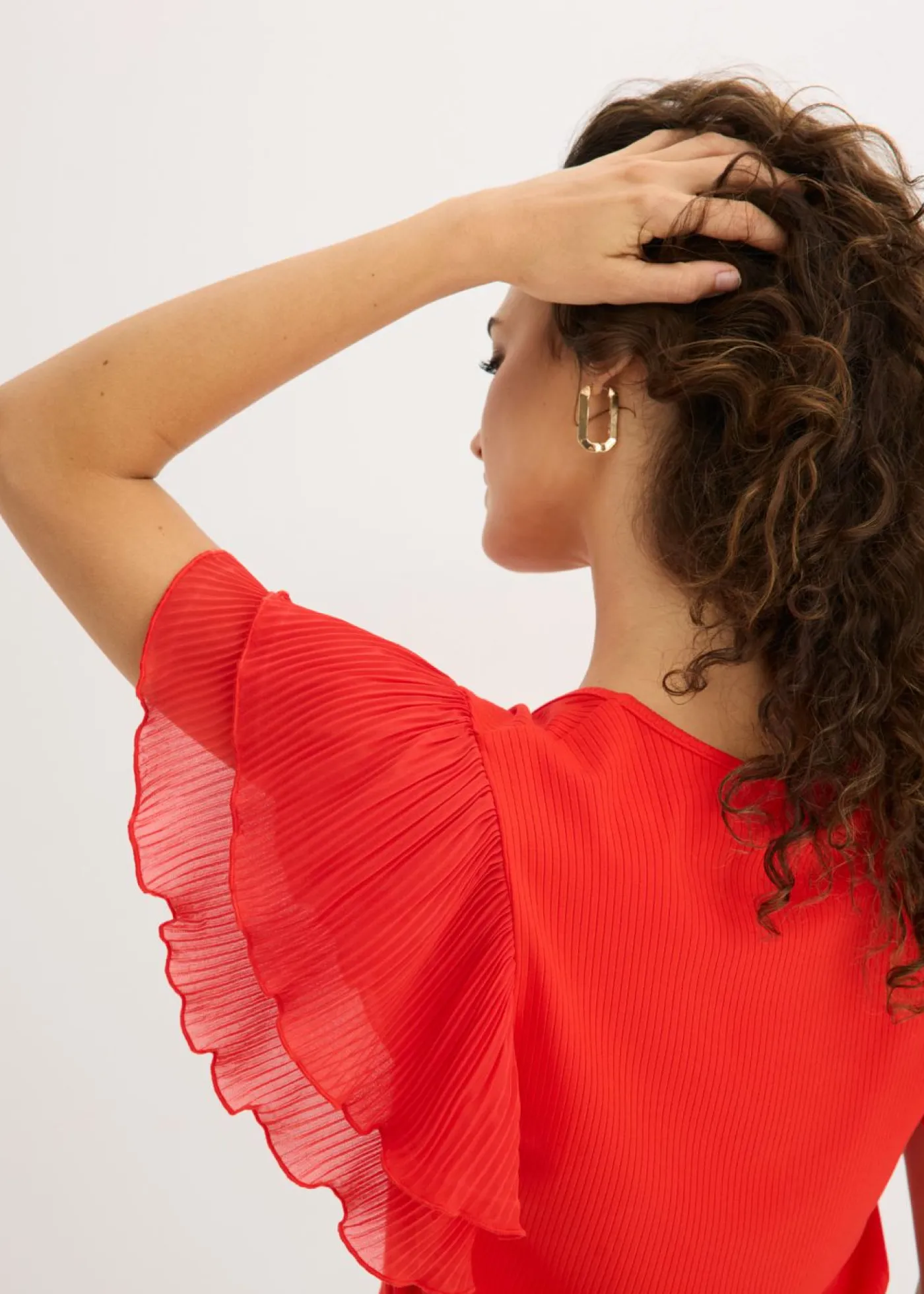 bonprix bonprix Camiseta con volantes fresa Sale