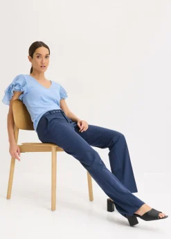 bonprix bonprix Camiseta con volantes azul pálido Sale