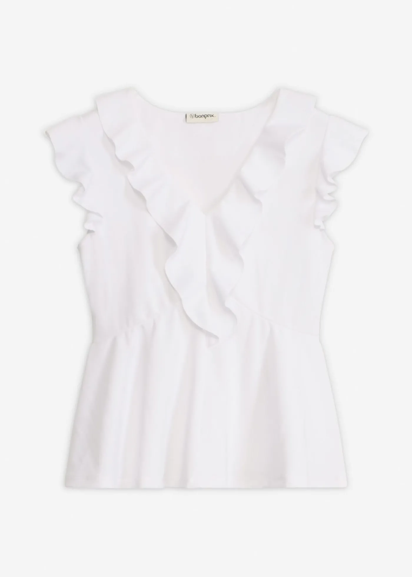 bonprix bonprix Camiseta con volantes Blanco Outlet