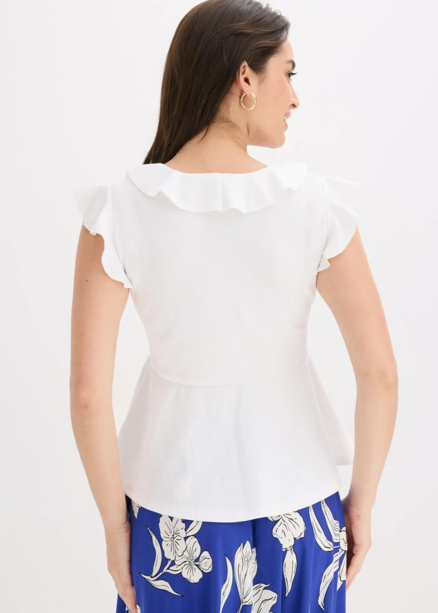 bonprix bonprix Camiseta con volantes Blanco Outlet