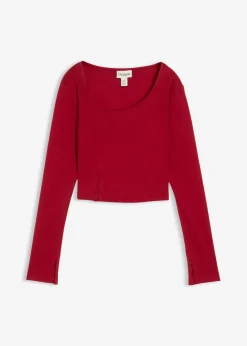 bonprix bonprix Camiseta corta de canalé Rojo atardecer Sale