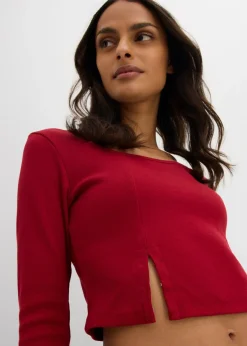 bonprix bonprix Camiseta corta de canalé Rojo atardecer Sale