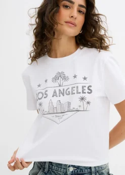 bonprix bonprix Camiseta corta de punto Blanco-negro Hot
