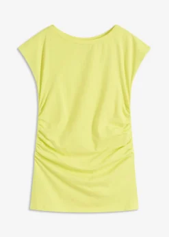 bonprix bonprix Camiseta de algodón con elástico Amarillo cítrico Sale