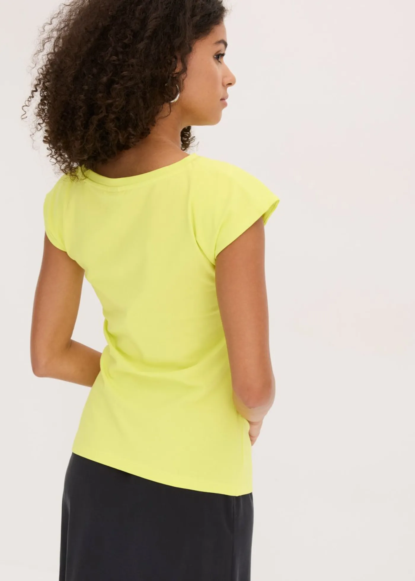bonprix bonprix Camiseta de algodón con elástico Amarillo cítrico Sale