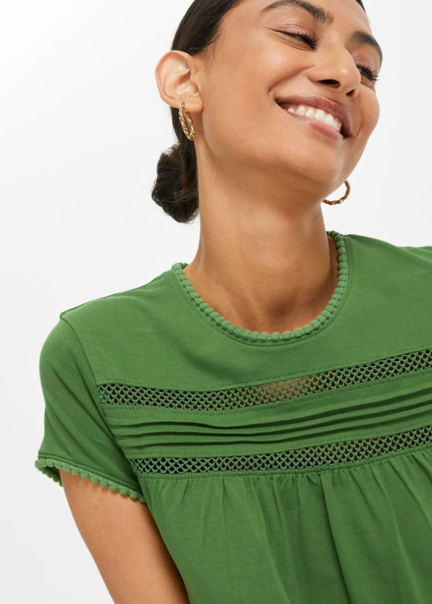 bonprix bonprix Camiseta de algodón con encaje verde cactus Best