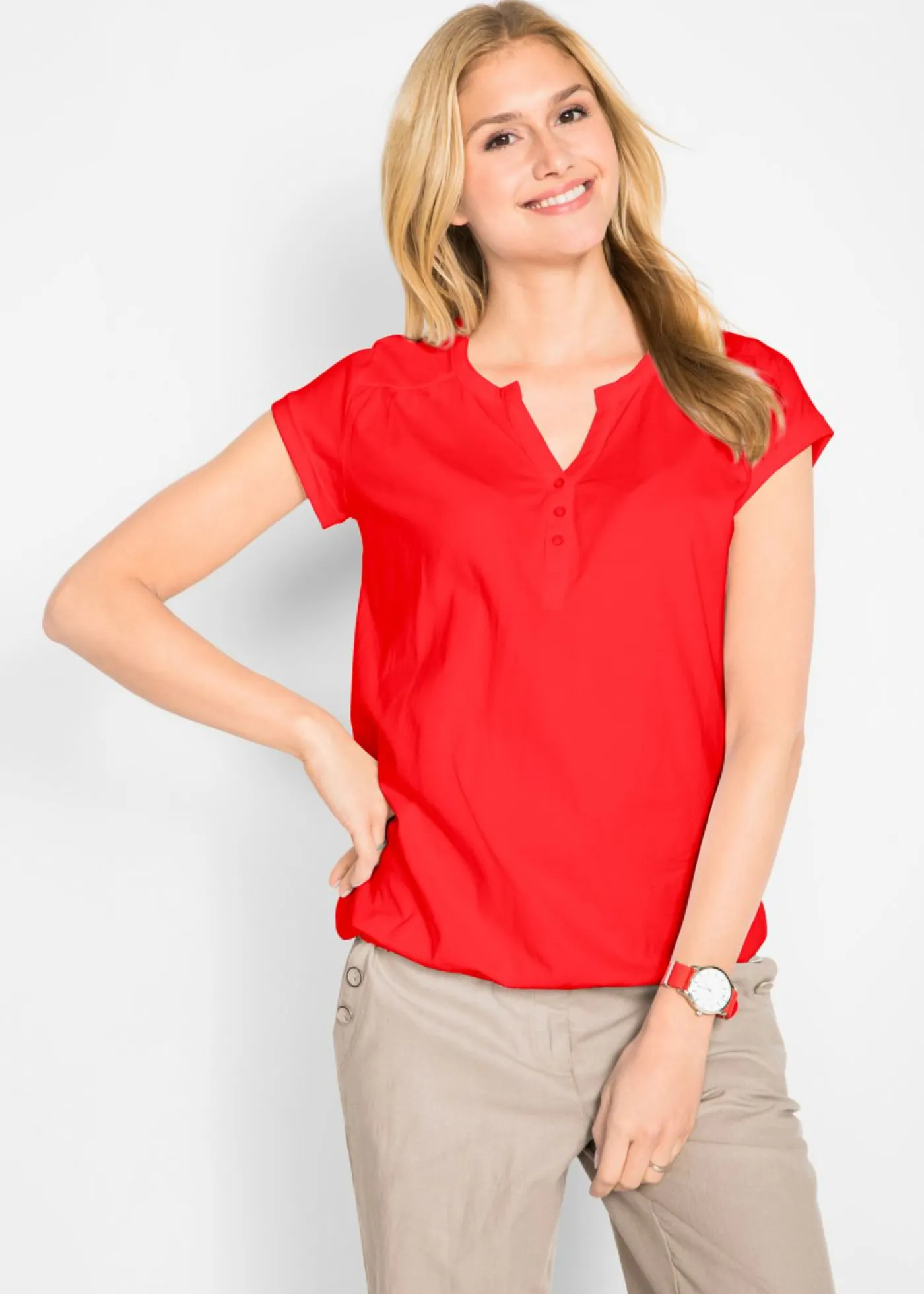 bonprix bonprix Camiseta de algodón con manga corta Amapola Online