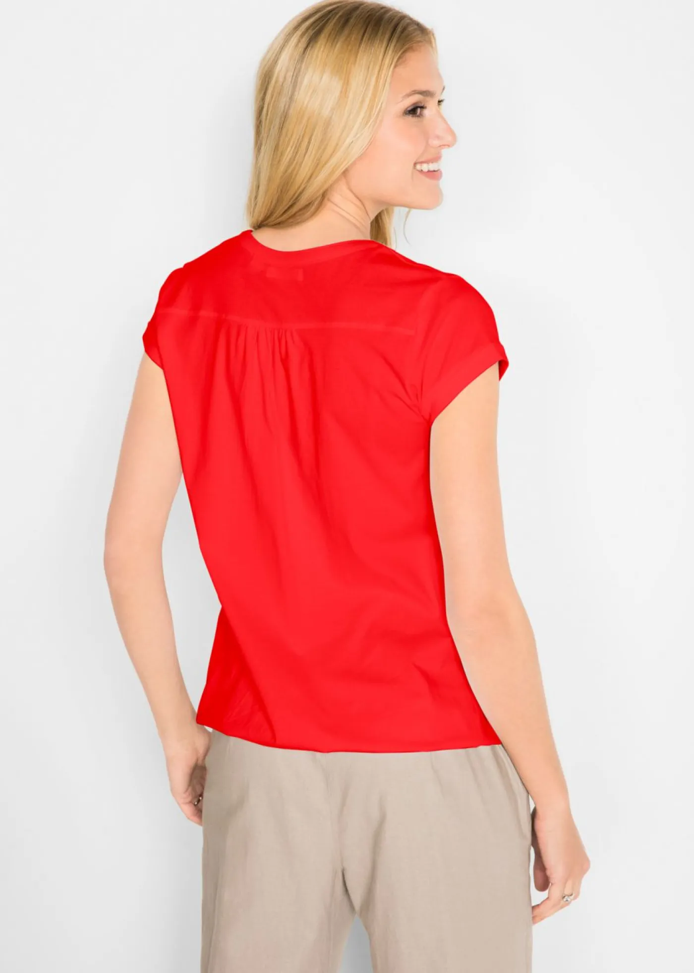 bonprix bonprix Camiseta de algodón con manga corta Amapola Online