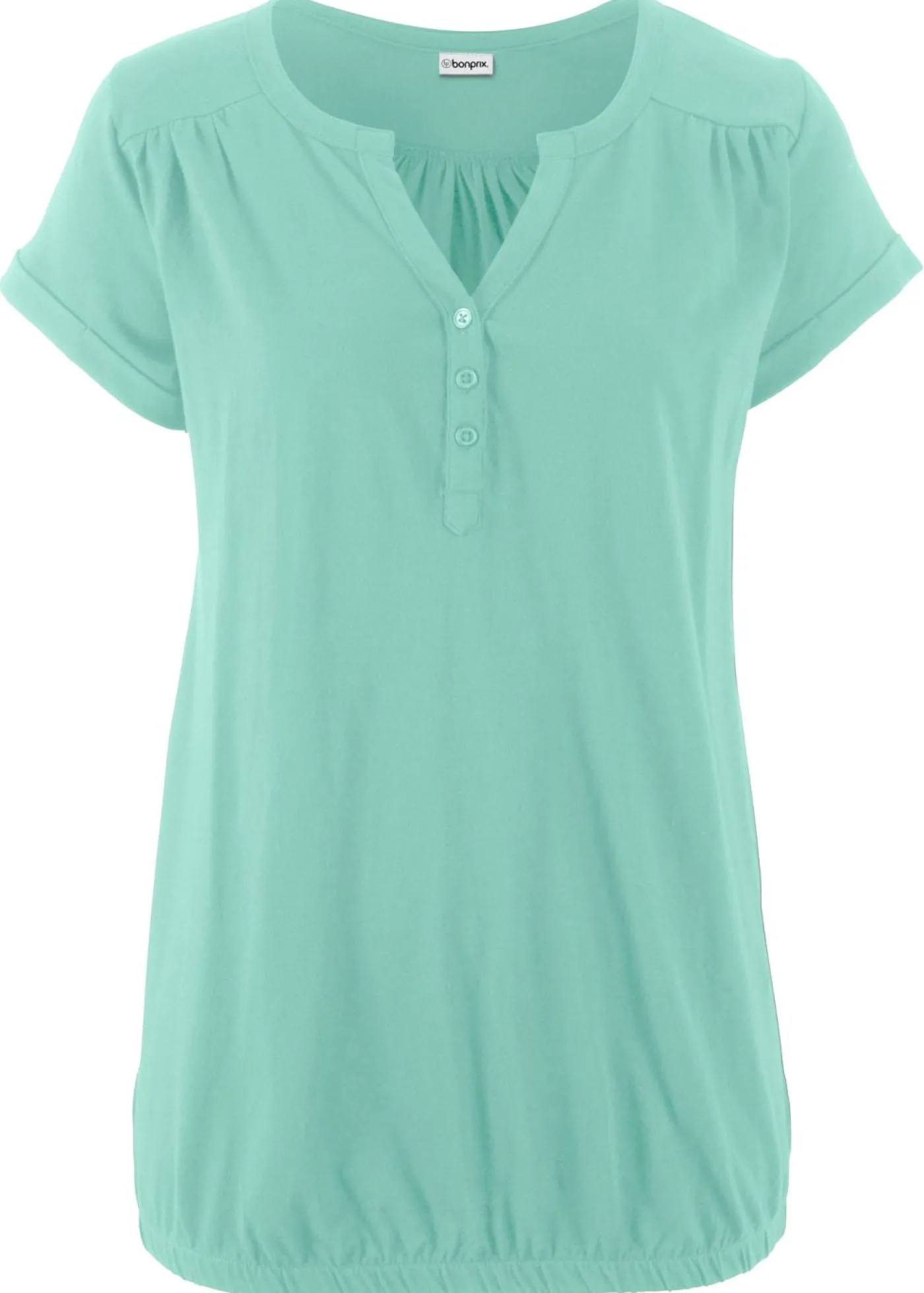 bonprix bonprix Camiseta de algodón con manga corta Menta claro
