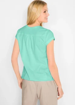 bonprix bonprix Camiseta de algodón con manga corta Menta claro