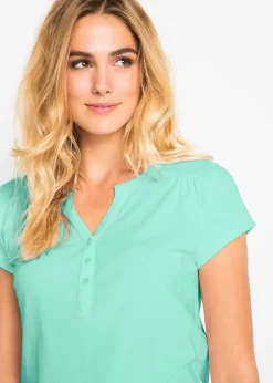 bonprix bonprix Camiseta de algodón con manga corta Menta claro