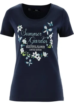 bonprix bonprix Camiseta de algodón, manga corta Azul marino Online