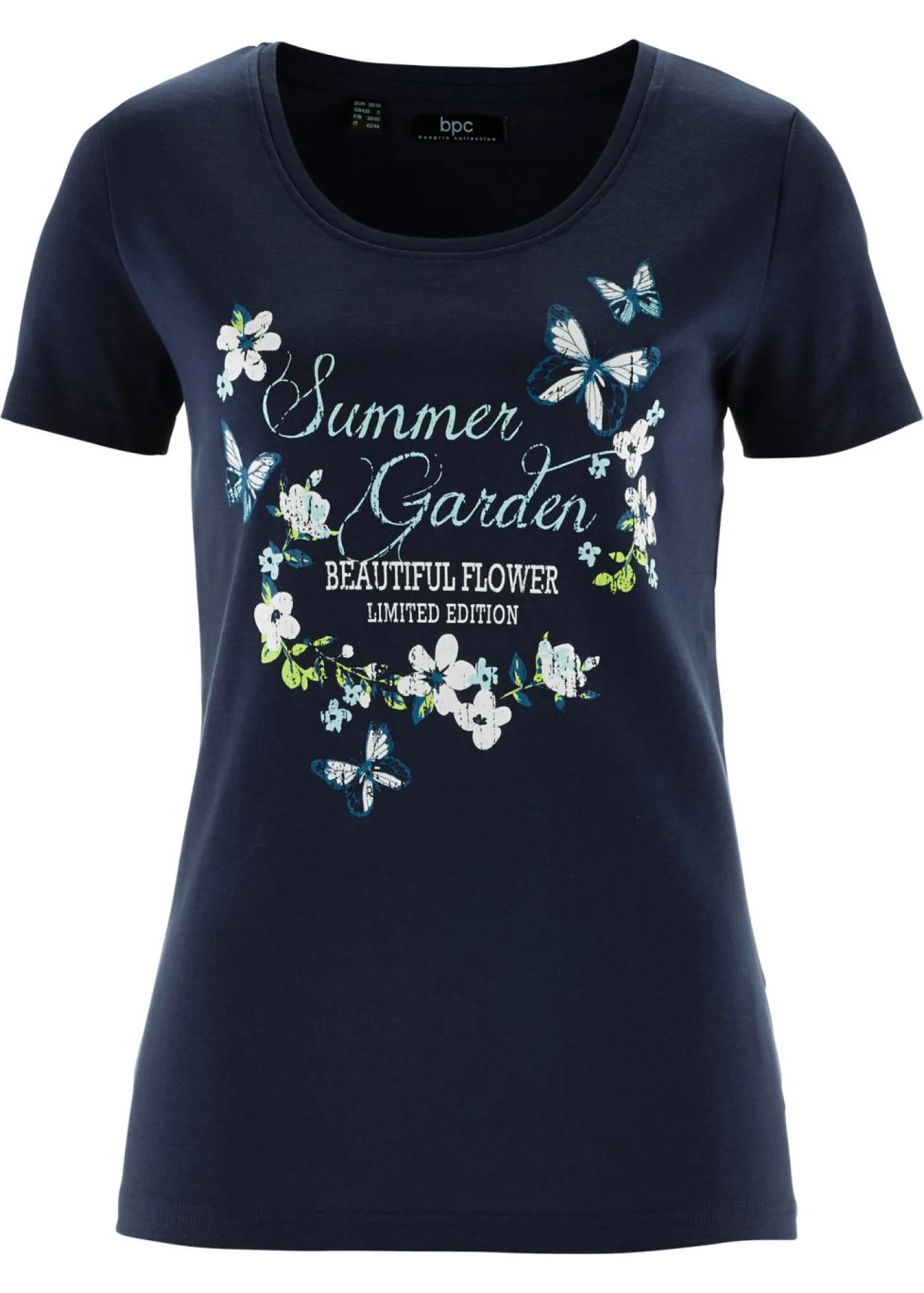 bonprix bonprix Camiseta de algodón, manga corta Azul marino Online