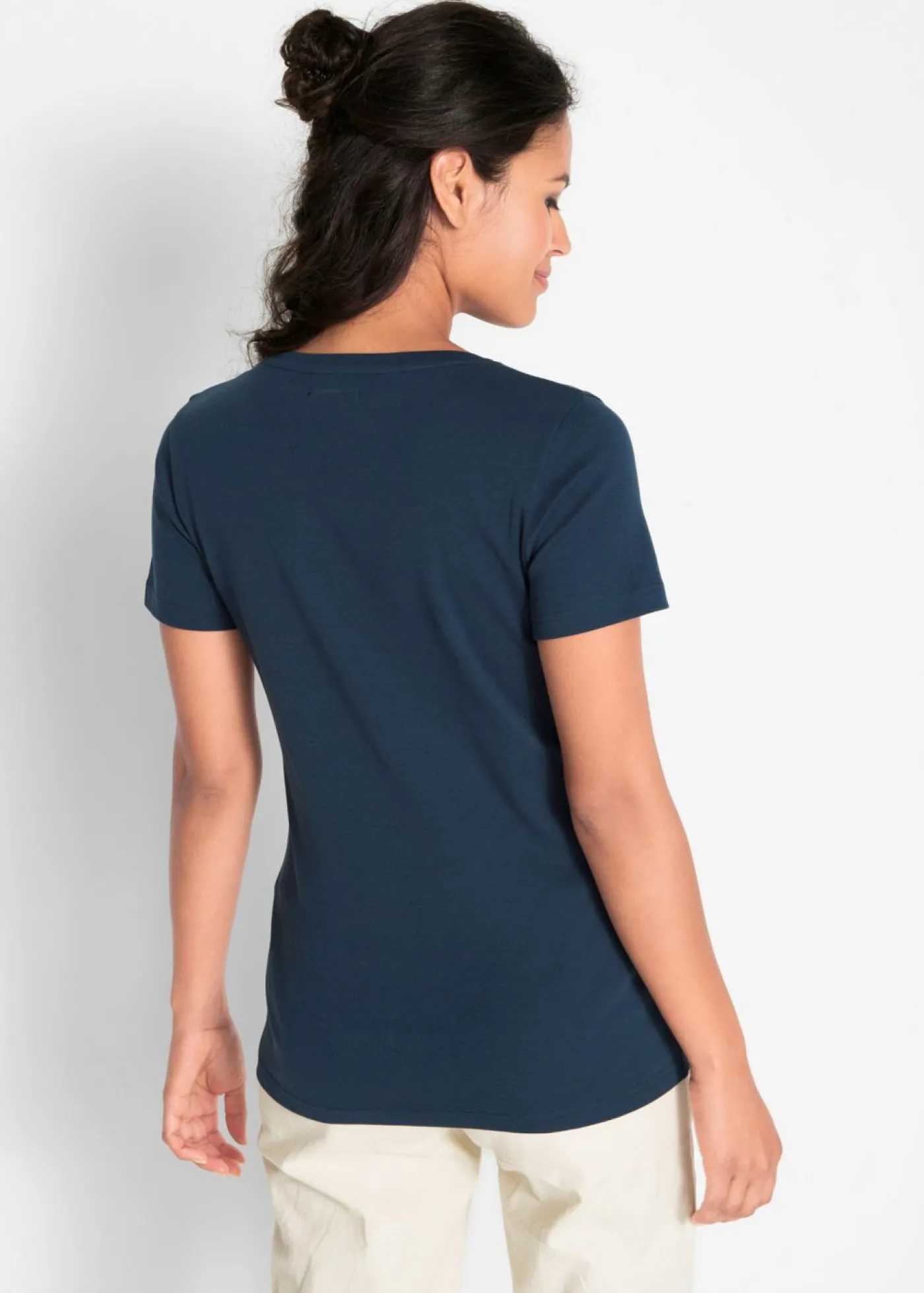 bonprix bonprix Camiseta de algodón, manga corta Azul marino Online