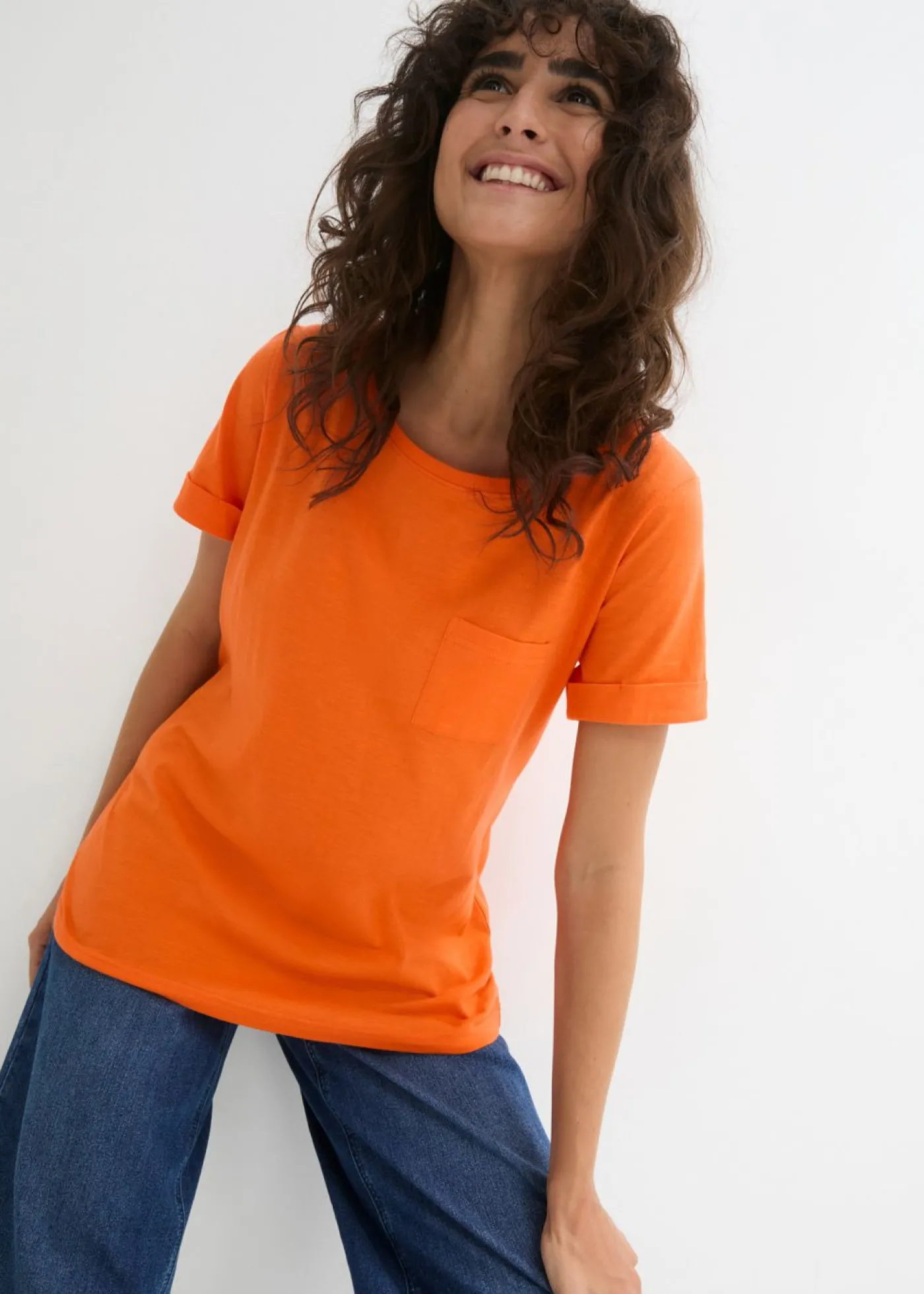 bonprix bonprix Camiseta de algodón orgánico puro Naranja cálido Clearance