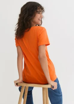 bonprix bonprix Camiseta de algodón orgánico puro Naranja cálido Clearance