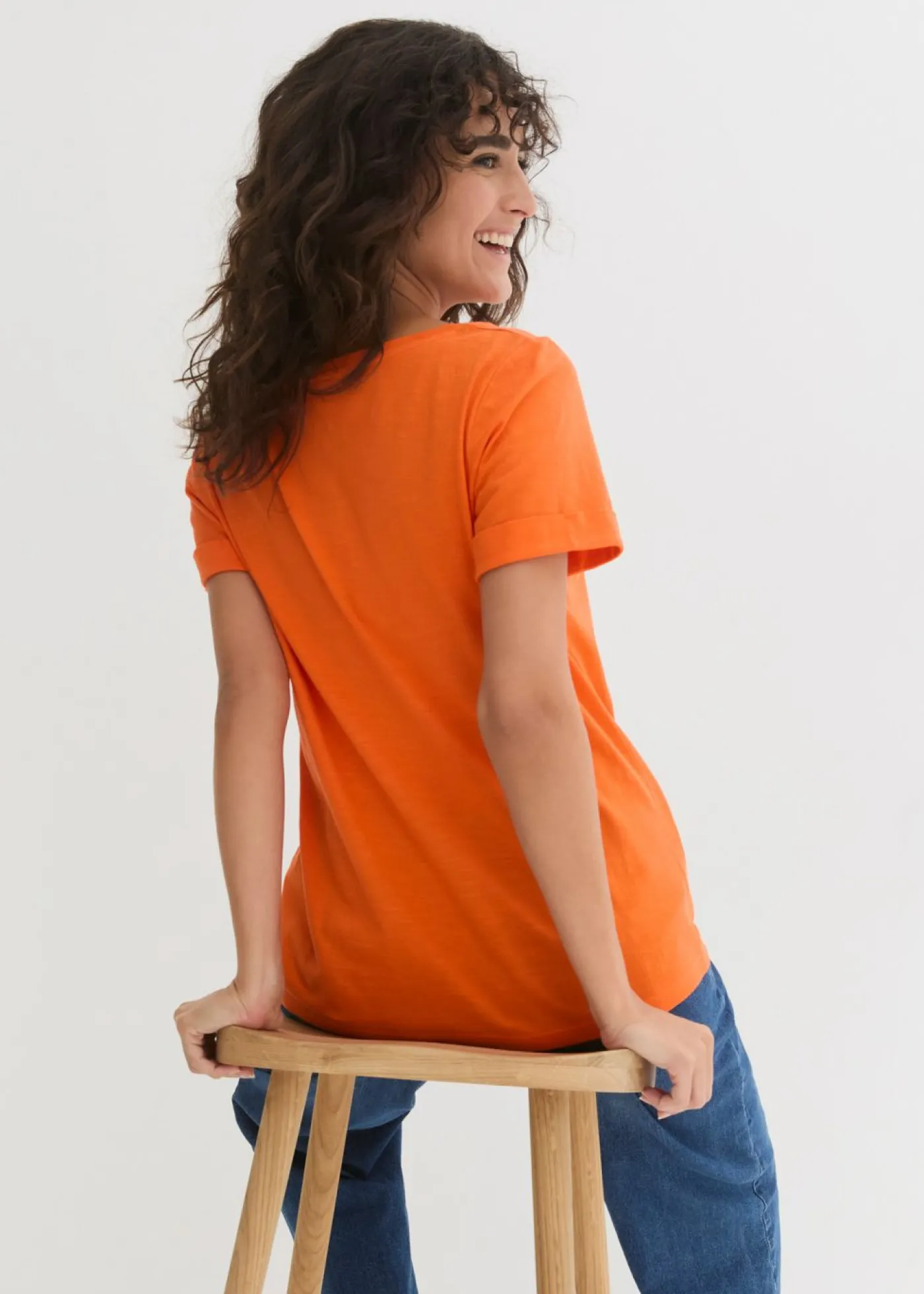 bonprix bonprix Camiseta de algodón orgánico puro Naranja cálido Clearance