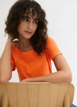 bonprix bonprix Camiseta de algodón orgánico puro Naranja cálido Clearance