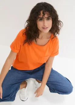 bonprix bonprix Camiseta de algodón orgánico puro Naranja cálido Clearance