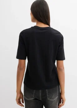 bonprix bonprix Camiseta de algodón orgánico puro Negro-oro Discount