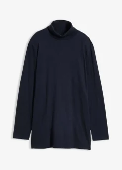 bonprix bonprix Camiseta de algodón orgánico puro con cuello alto Azul marino Hot