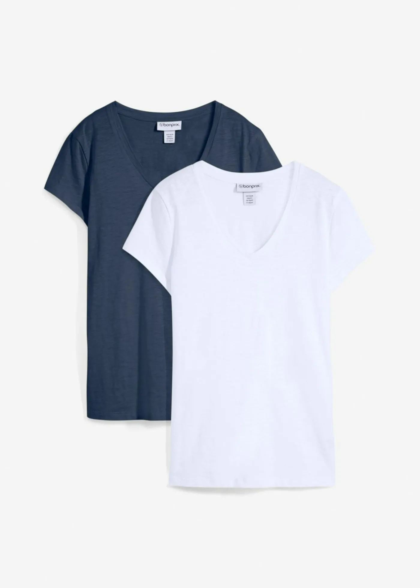 bonprix bonprix Camiseta de algodón orgánico puro (2 unidades) Azul marino-blanco Online