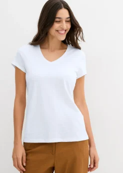 bonprix bonprix Camiseta de algodón orgánico puro (2 unidades) Azul marino-blanco Online