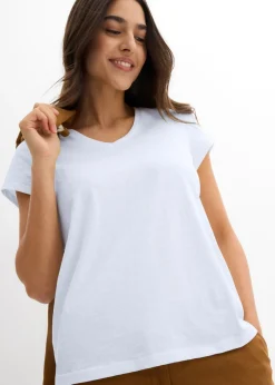 bonprix bonprix Camiseta de algodón orgánico puro (2 unidades) Azul marino-blanco Online
