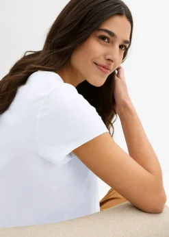 bonprix bonprix Camiseta de algodón orgánico puro (2 unidades) Azul marino-blanco Online