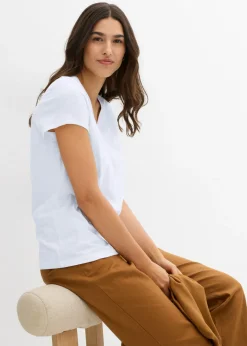 bonprix bonprix Camiseta de algodón orgánico puro (2 unidades) Azul marino-blanco Online