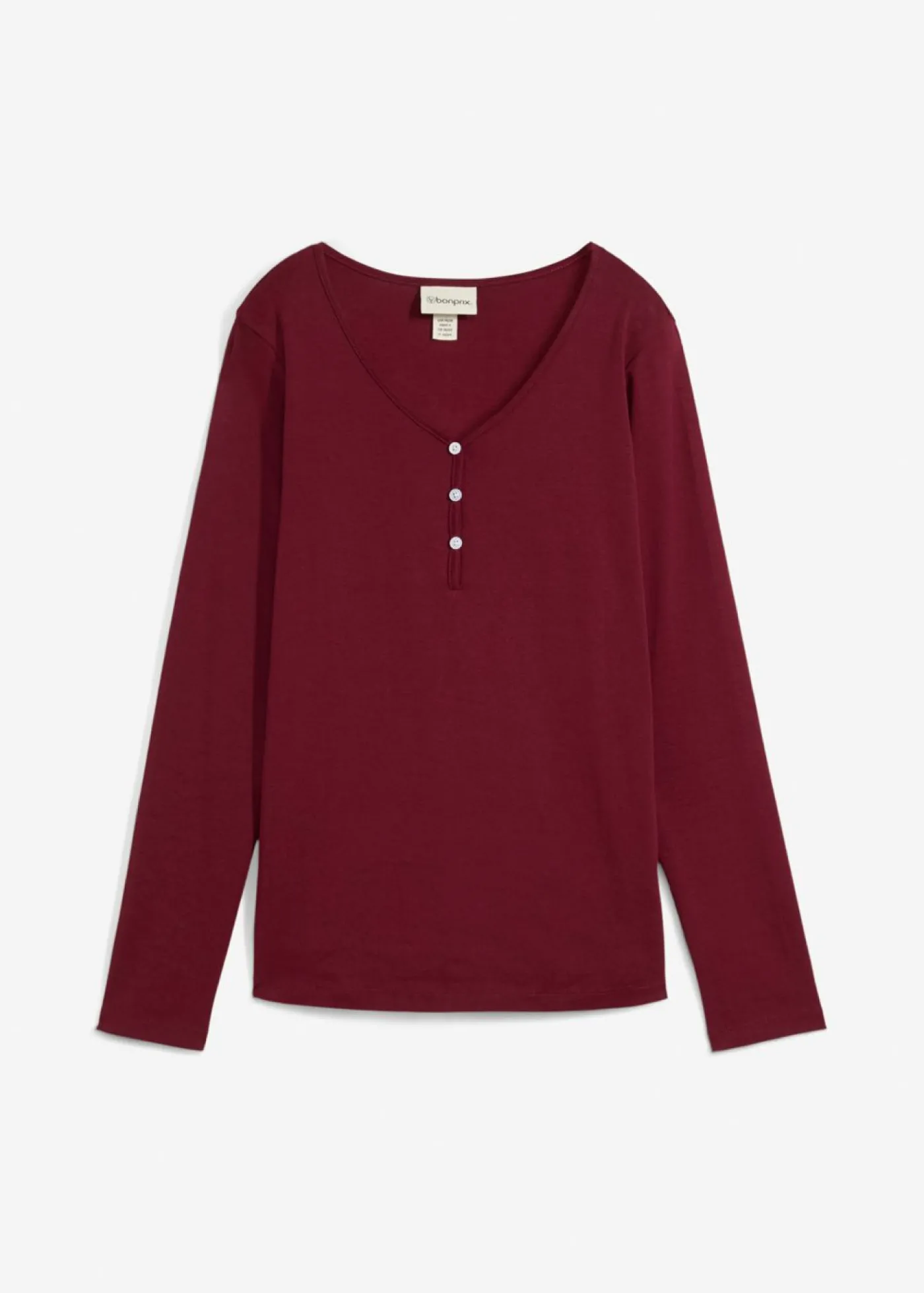 bonprix bonprix Camiseta de algodón orgánico puro con manga larga rojo avellana