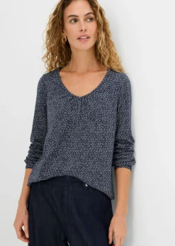 bonprix bonprix Camiseta de algodón orgánico puro Azul marino estampado Outlet