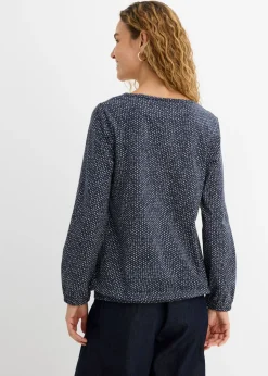 bonprix bonprix Camiseta de algodón orgánico puro Azul marino estampado Outlet