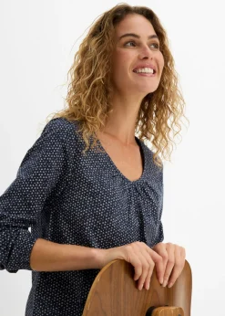bonprix bonprix Camiseta de algodón orgánico puro Azul marino estampado Outlet