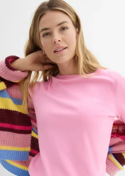 bonprix bonprix Camiseta de algodón orgánico puro y pesado Rosa Clearance