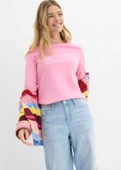 bonprix bonprix Camiseta de algodón orgánico puro y pesado Rosa Clearance